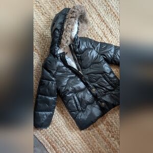 Old Navy Black Puffer Jacket with Faux Fur Hood